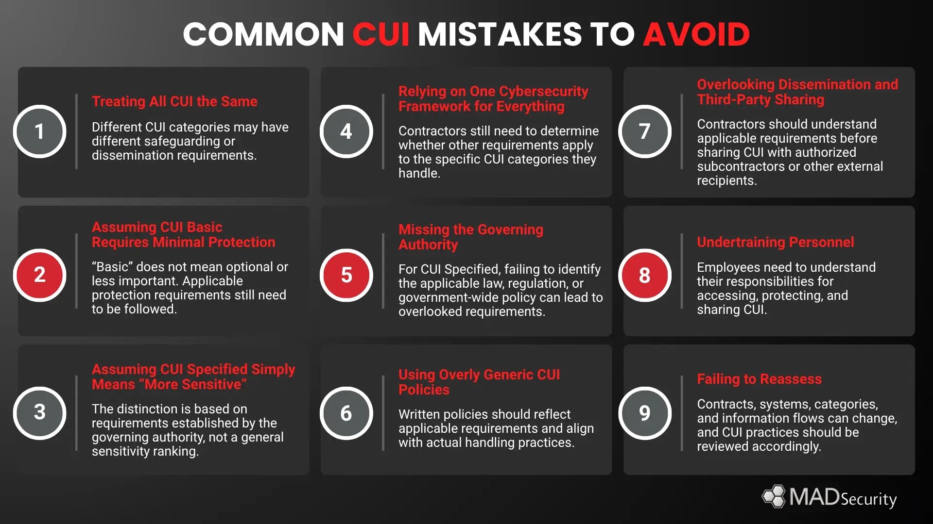 Common CUI Basic and CUI Specified Mistakes &nbsp;