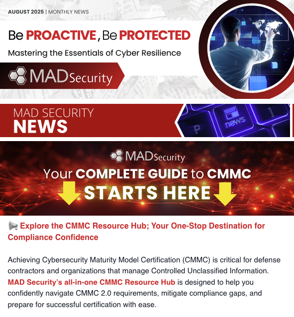 MAD Security CMMC MSP MSSP NIST DFARS newsletter